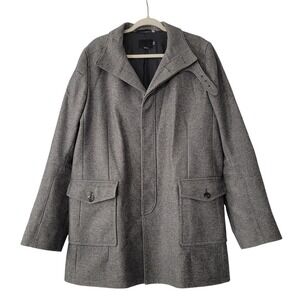 Reiss Gray Wool Blend Overcoat Jacket Men's Size XL Pockets Buckle Office City‎